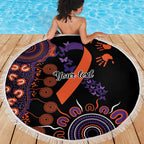 Psoriasis Awareness Personalised Beach Blanket Aboriginal Ribbon Dot Painting