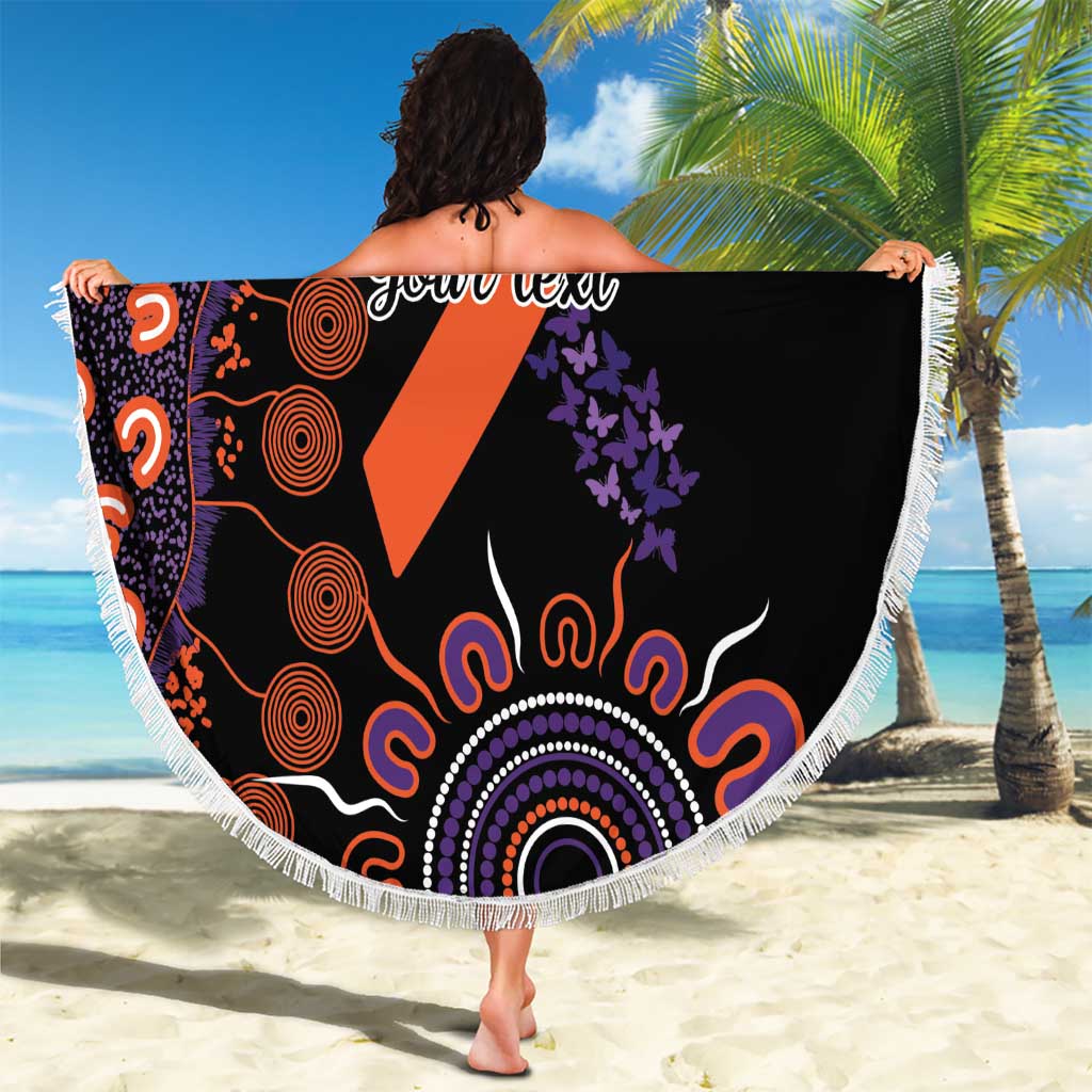 Psoriasis Awareness Personalised Beach Blanket Aboriginal Ribbon Dot Painting