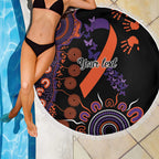 Psoriasis Awareness Personalised Beach Blanket Aboriginal Ribbon Dot Painting