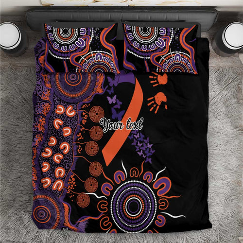 Psoriasis Awareness Personalised Bedding Set Aboriginal Ribbon Dot Painting