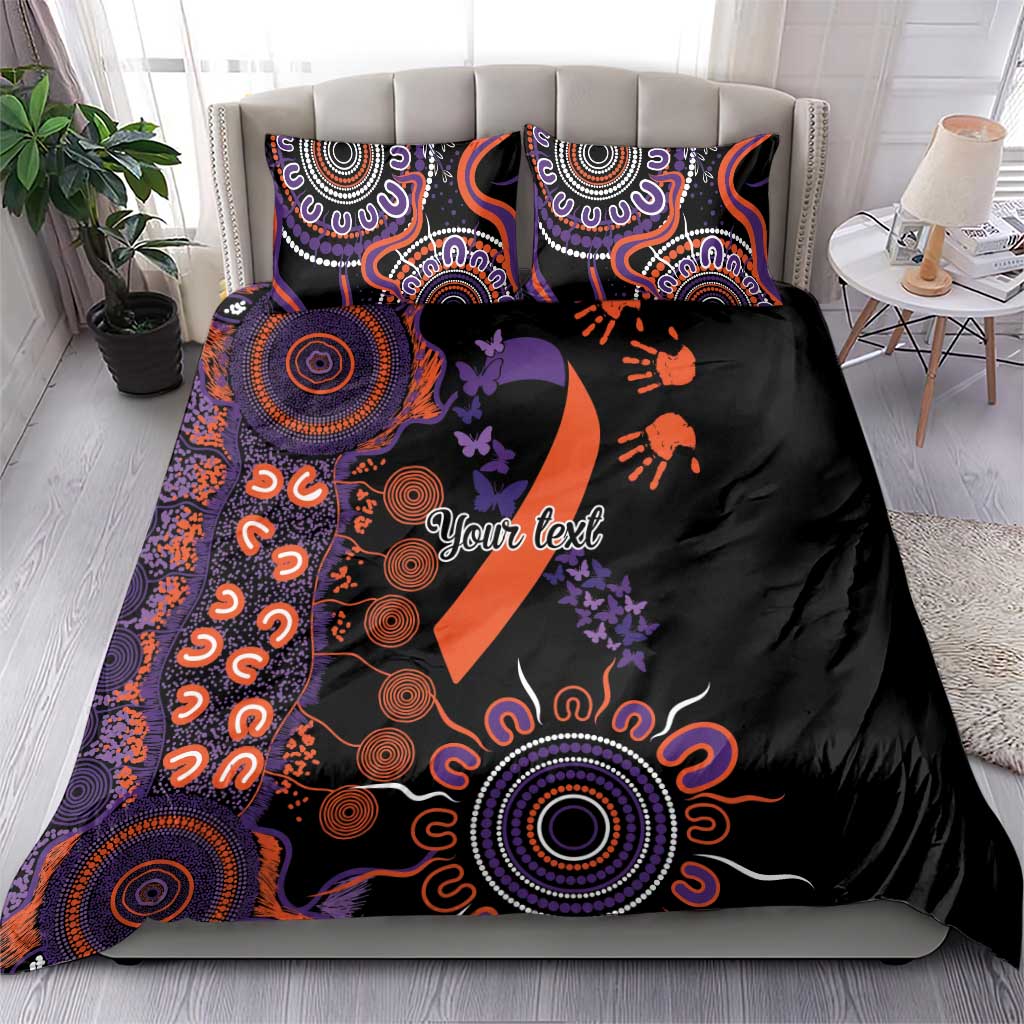Psoriasis Awareness Personalised Bedding Set Aboriginal Ribbon Dot Painting