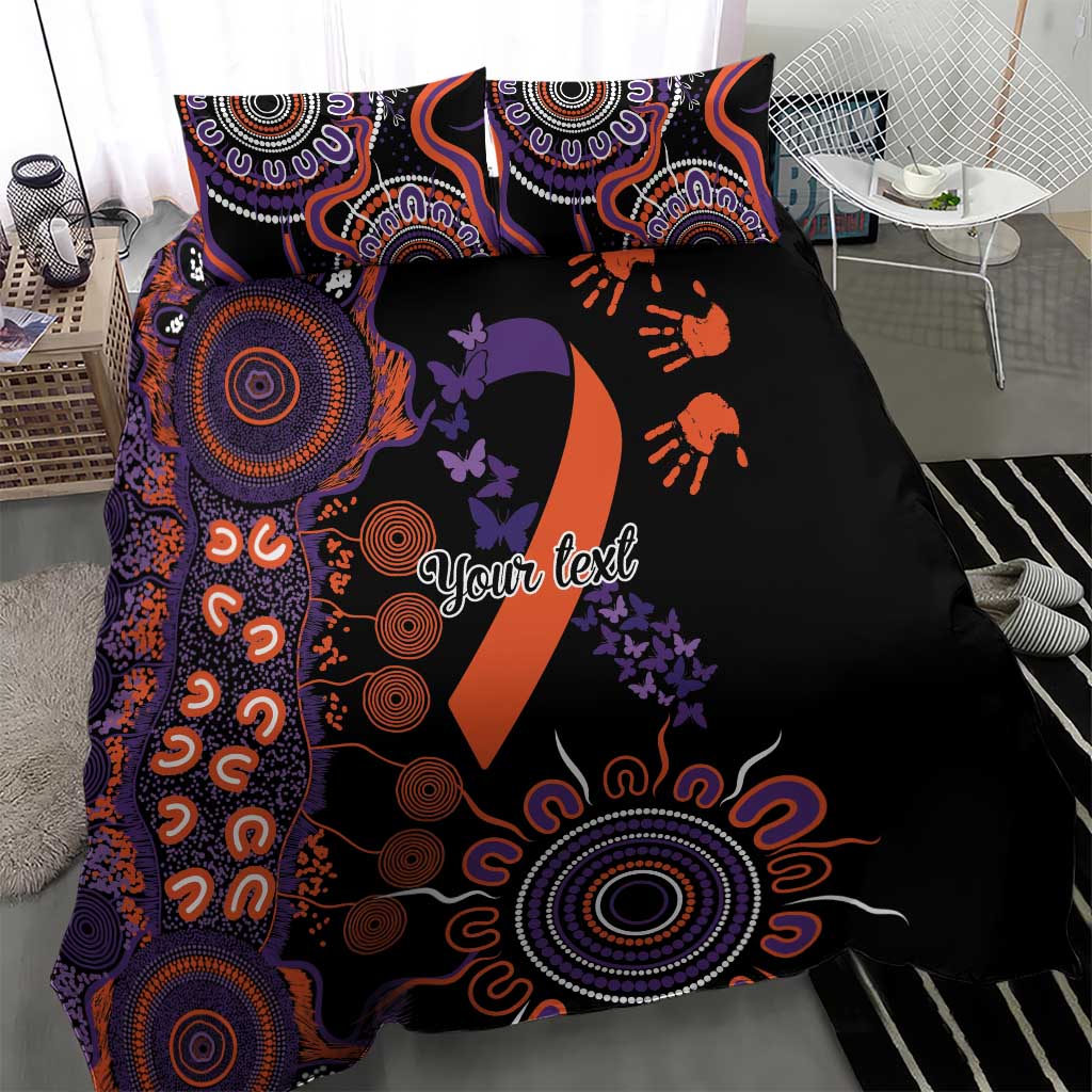 Psoriasis Awareness Personalised Bedding Set Aboriginal Ribbon Dot Painting