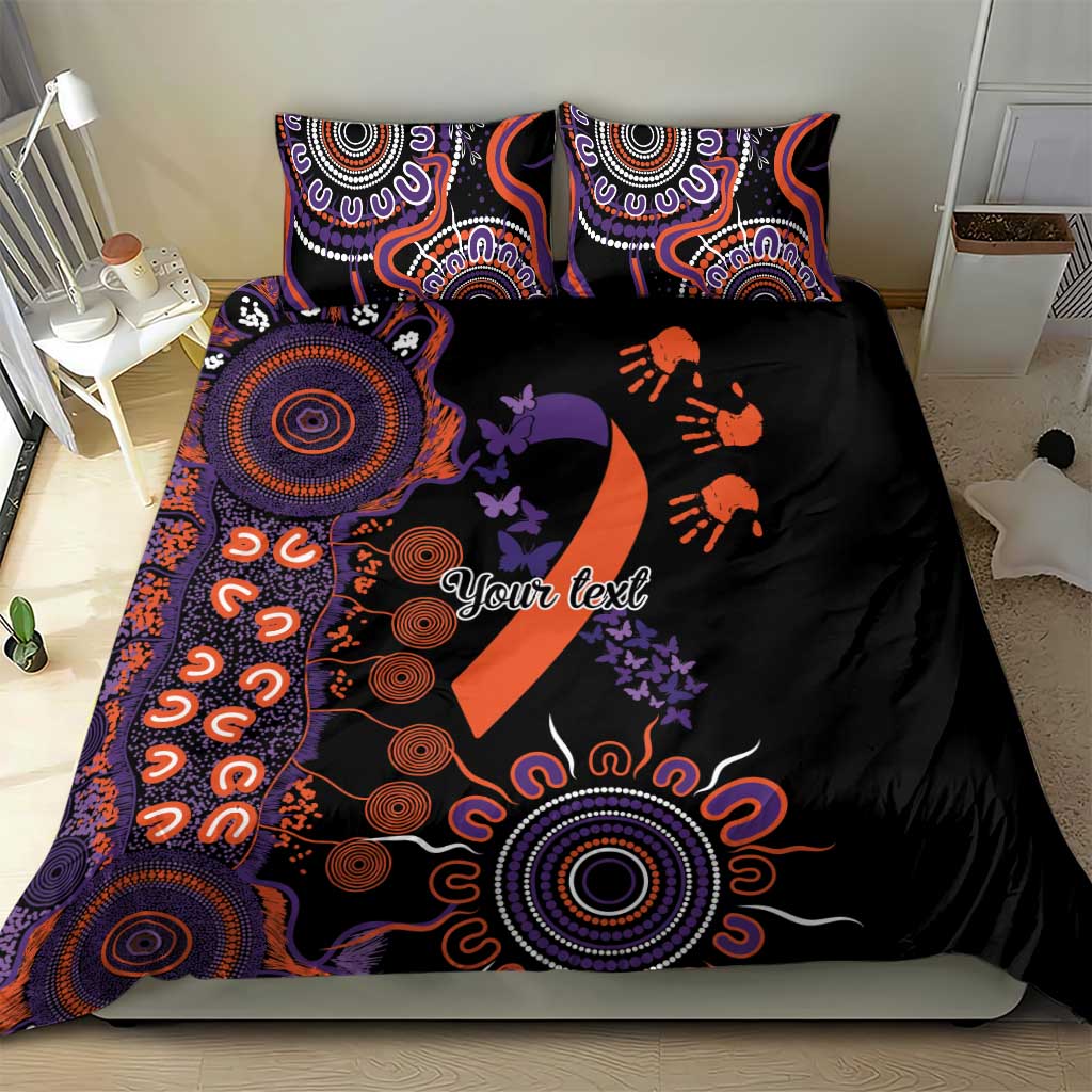 Psoriasis Awareness Personalised Bedding Set Aboriginal Ribbon Dot Painting