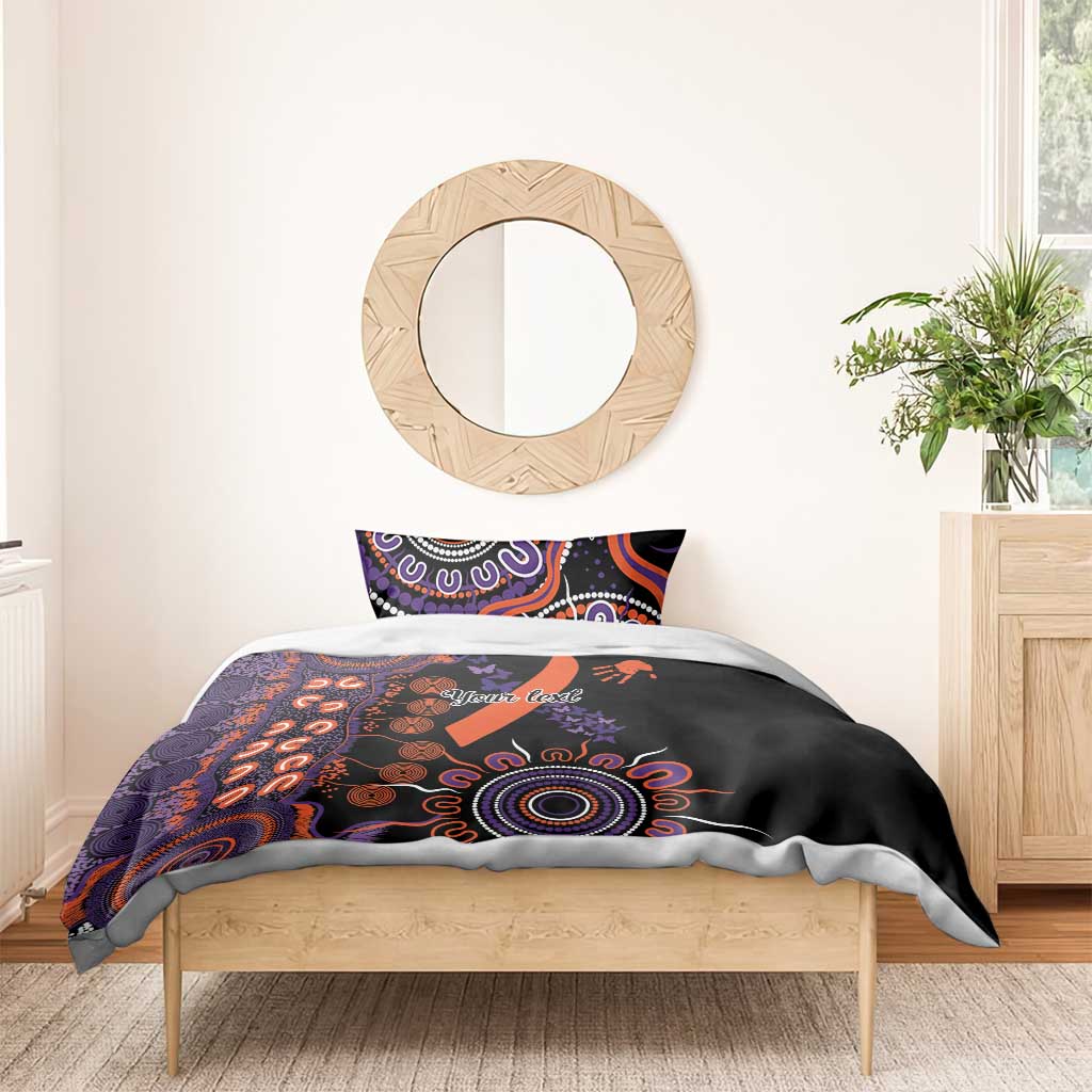 Psoriasis Awareness Personalised Bedding Set Aboriginal Ribbon Dot Painting