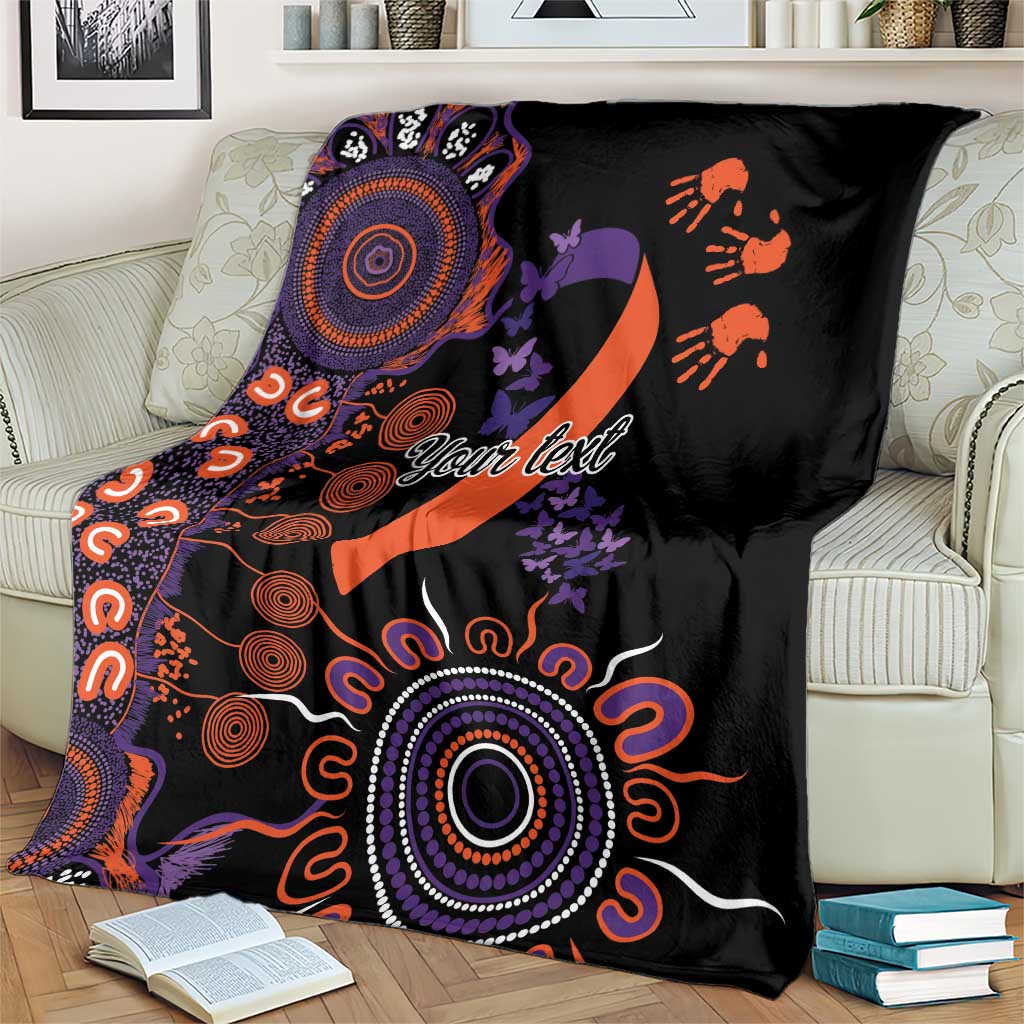 Psoriasis Awareness Personalised Blanket Aboriginal Ribbon Dot Painting