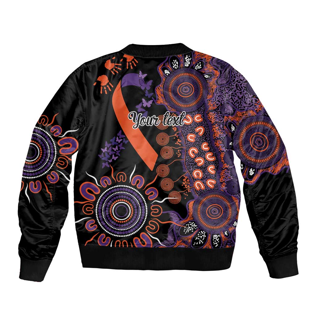 Psoriasis Awareness Personalised Bomber Jacket Aboriginal Ribbon Dot Painting