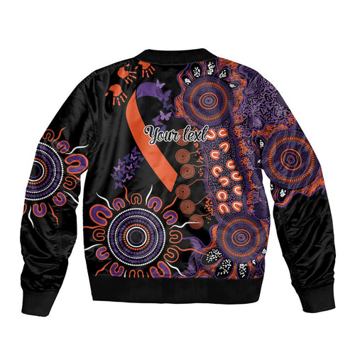 Psoriasis Awareness Personalised Bomber Jacket Aboriginal Ribbon Dot Painting