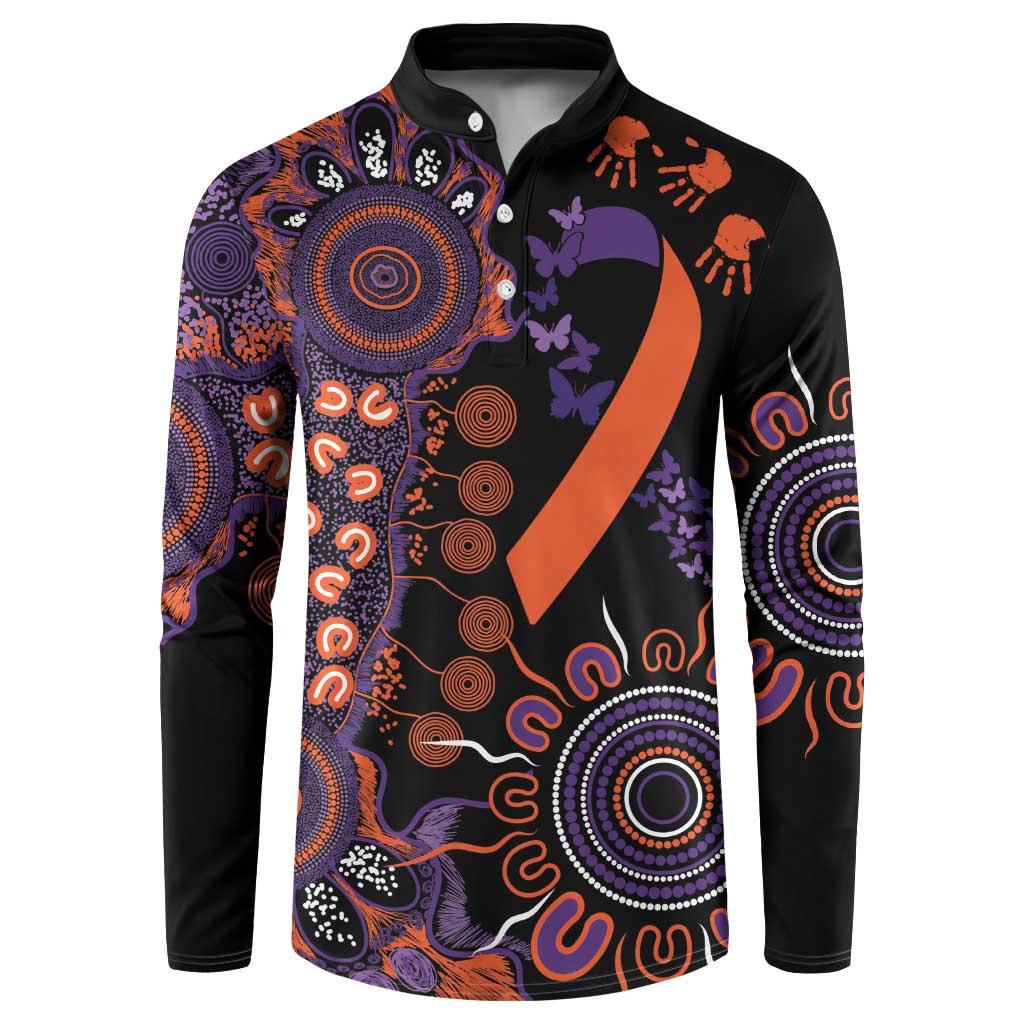 Psoriasis Awareness Personalised Button Sweatshirt Aboriginal Ribbon Dot Painting