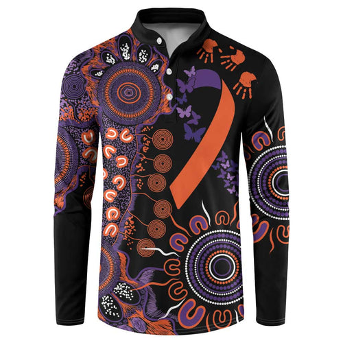 Psoriasis Awareness Personalised Button Sweatshirt Aboriginal Ribbon Dot Painting