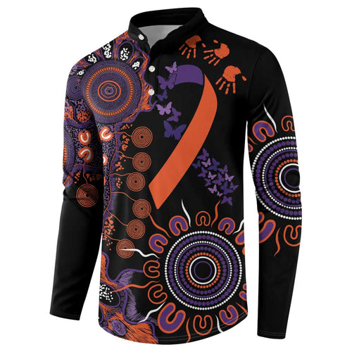 Psoriasis Awareness Personalised Button Sweatshirt Aboriginal Ribbon Dot Painting