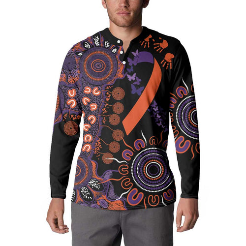 Psoriasis Awareness Personalised Button Sweatshirt Aboriginal Ribbon Dot Painting