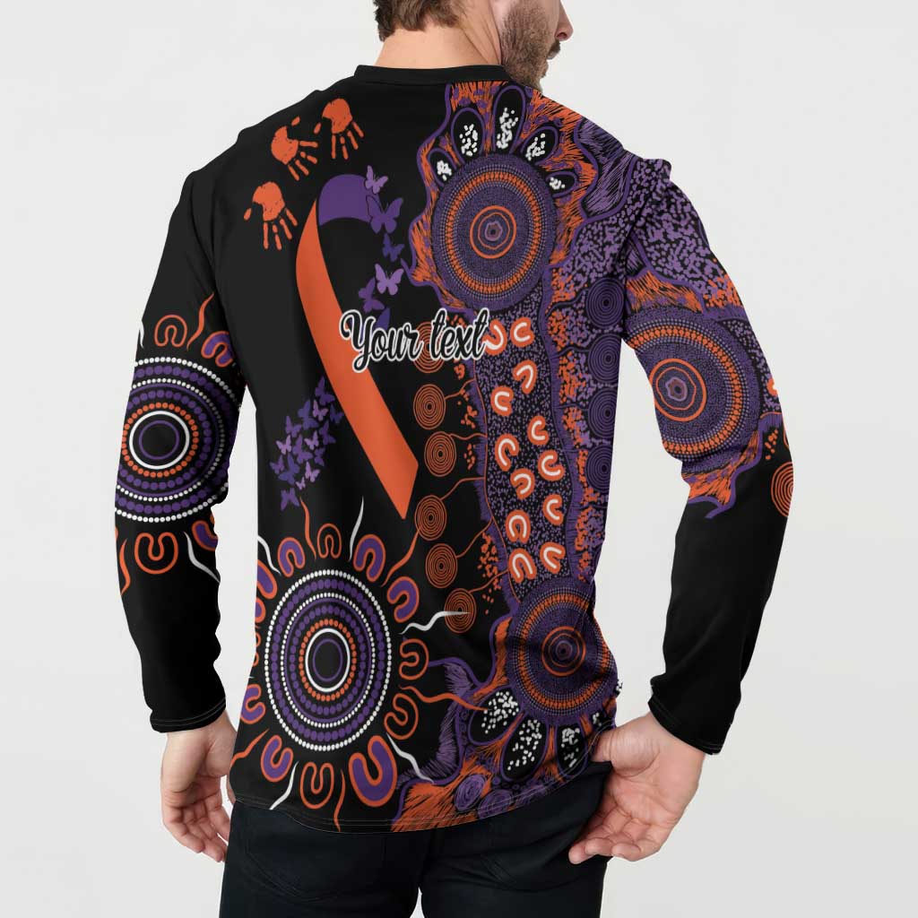 Psoriasis Awareness Personalised Button Sweatshirt Aboriginal Ribbon Dot Painting