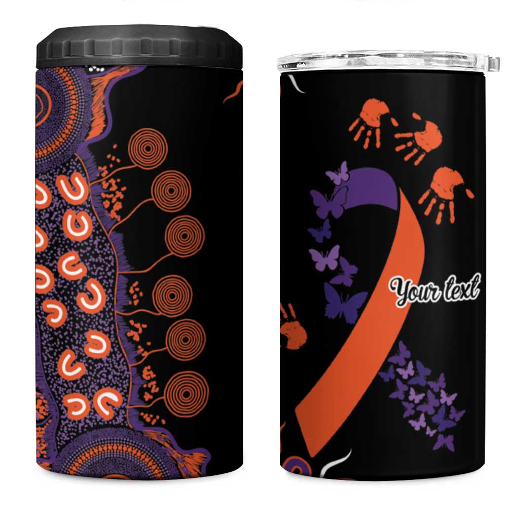 Psoriasis Awareness Personalised 4 in 1 Can Cooler Tumbler Aboriginal Ribbon Dot Painting