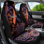 Psoriasis Awareness Personalised Car Seat Cover Aboriginal Ribbon Dot Painting
