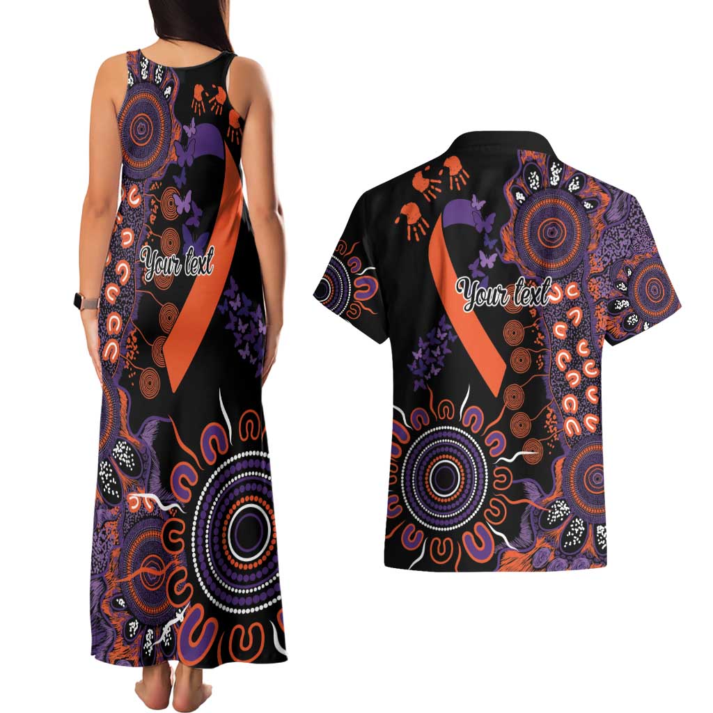Psoriasis Awareness Personalised Couples Matching Tank Maxi Dress and Hawaiian Shirt Aboriginal Ribbon Dot Painting
