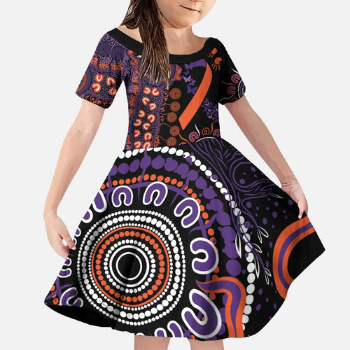 Psoriasis Awareness Personalised Family Matching Mermaid Dress and Hawaiian Shirt Aboriginal Ribbon Dot Painting