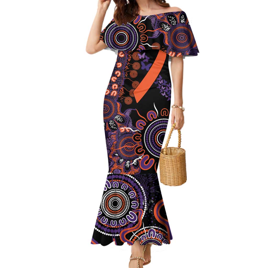 Psoriasis Awareness Personalised Family Matching Mermaid Dress and Hawaiian Shirt Aboriginal Ribbon Dot Painting