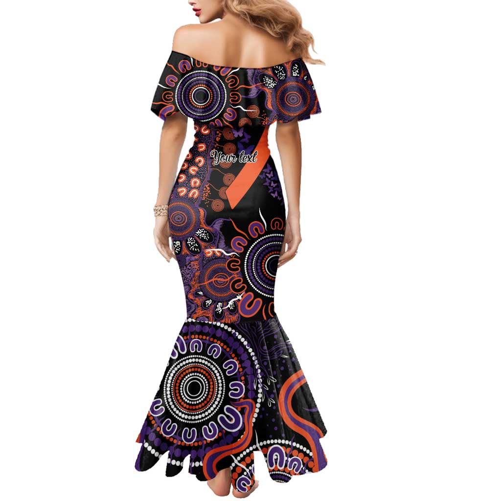 Psoriasis Awareness Personalised Family Matching Mermaid Dress and Hawaiian Shirt Aboriginal Ribbon Dot Painting