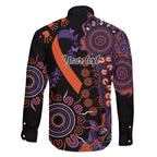 Psoriasis Awareness Personalised Family Matching Off The Shoulder Long Sleeve Dress and Hawaiian Shirt Aboriginal Ribbon Dot Painting