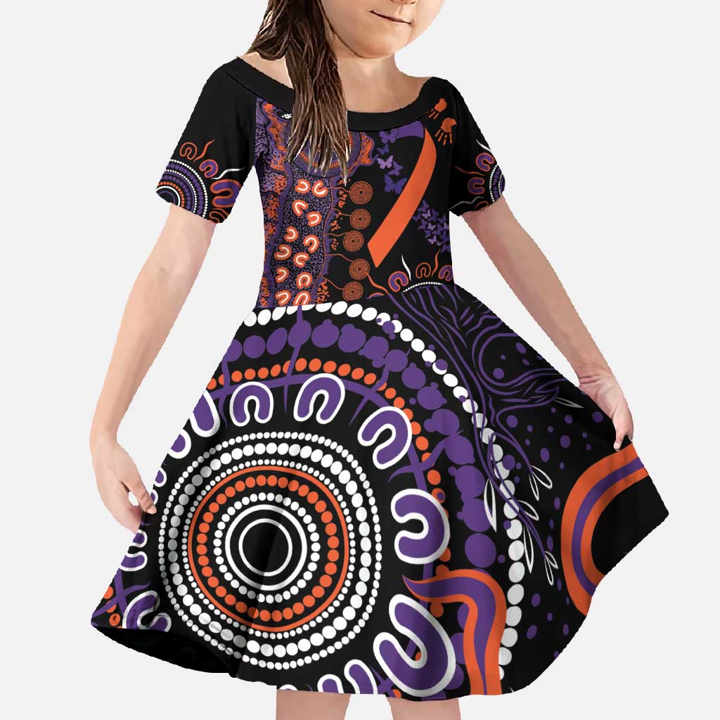Psoriasis Awareness Personalised Family Matching Off Shoulder Maxi Dress and Hawaiian Shirt Aboriginal Ribbon Dot Painting