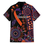 Psoriasis Awareness Personalised Family Matching Off Shoulder Maxi Dress and Hawaiian Shirt Aboriginal Ribbon Dot Painting