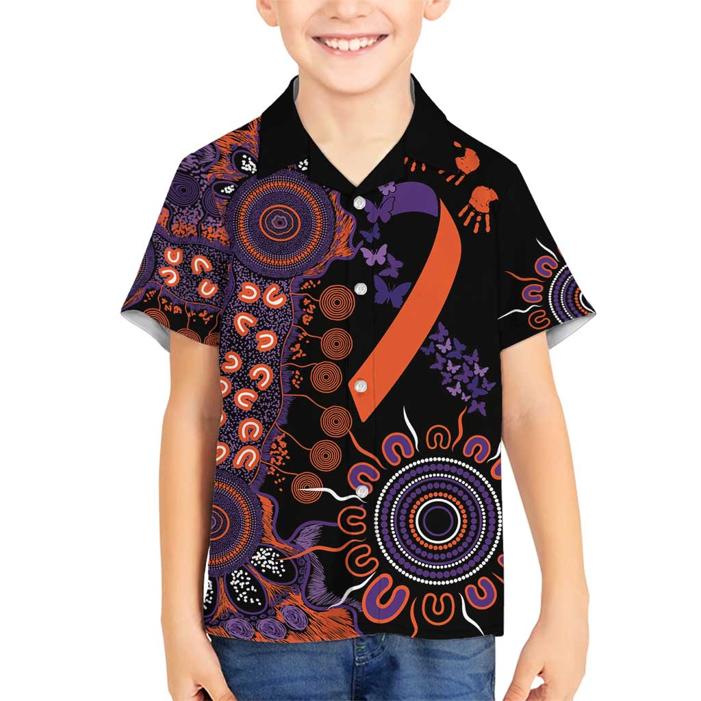 Psoriasis Awareness Personalised Family Matching Off Shoulder Maxi Dress and Hawaiian Shirt Aboriginal Ribbon Dot Painting