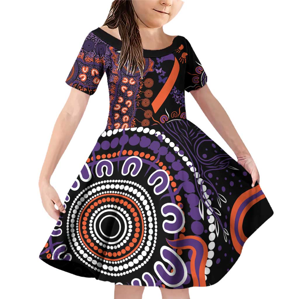 Psoriasis Awareness Personalised Family Matching Off Shoulder Short Dress and Hawaiian Shirt Aboriginal Ribbon Dot Painting