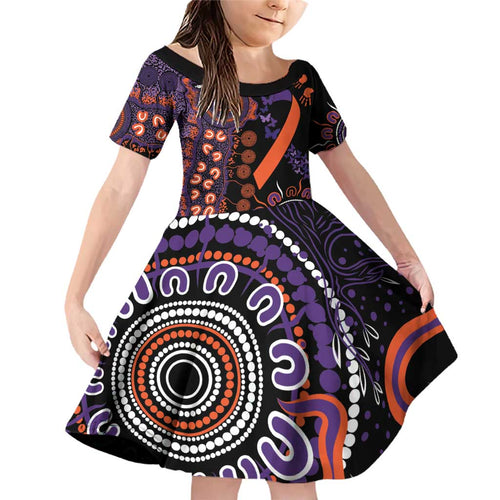 Psoriasis Awareness Personalised Family Matching Off Shoulder Short Dress and Hawaiian Shirt Aboriginal Ribbon Dot Painting