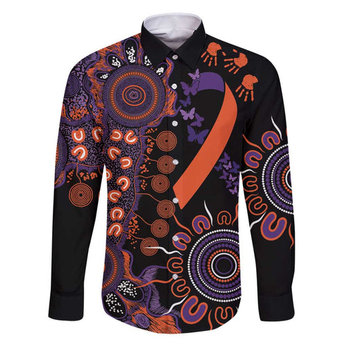 Psoriasis Awareness Personalised Family Matching Puletasi and Hawaiian Shirt Aboriginal Ribbon Dot Painting