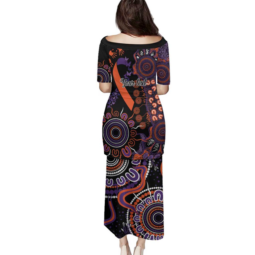 Psoriasis Awareness Personalised Family Matching Puletasi and Hawaiian Shirt Aboriginal Ribbon Dot Painting