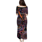 Psoriasis Awareness Personalised Family Matching Puletasi and Hawaiian Shirt Aboriginal Ribbon Dot Painting