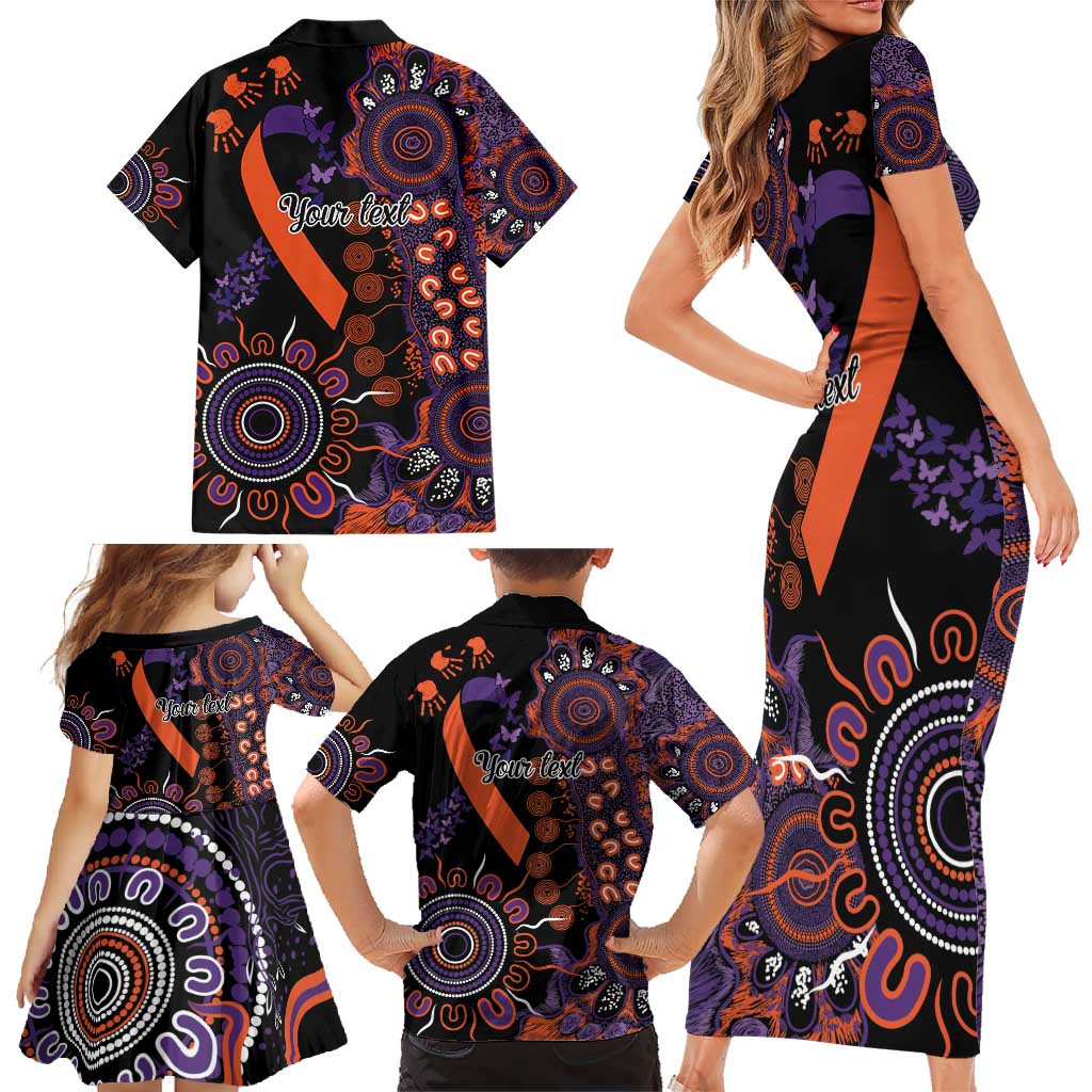 Psoriasis Awareness Personalised Family Matching Short Sleeve Bodycon Dress and Hawaiian Shirt Aboriginal Ribbon Dot Painting