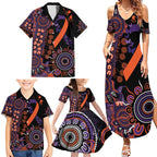Psoriasis Awareness Personalised Family Matching Summer Maxi Dress and Hawaiian Shirt Aboriginal Ribbon Dot Painting