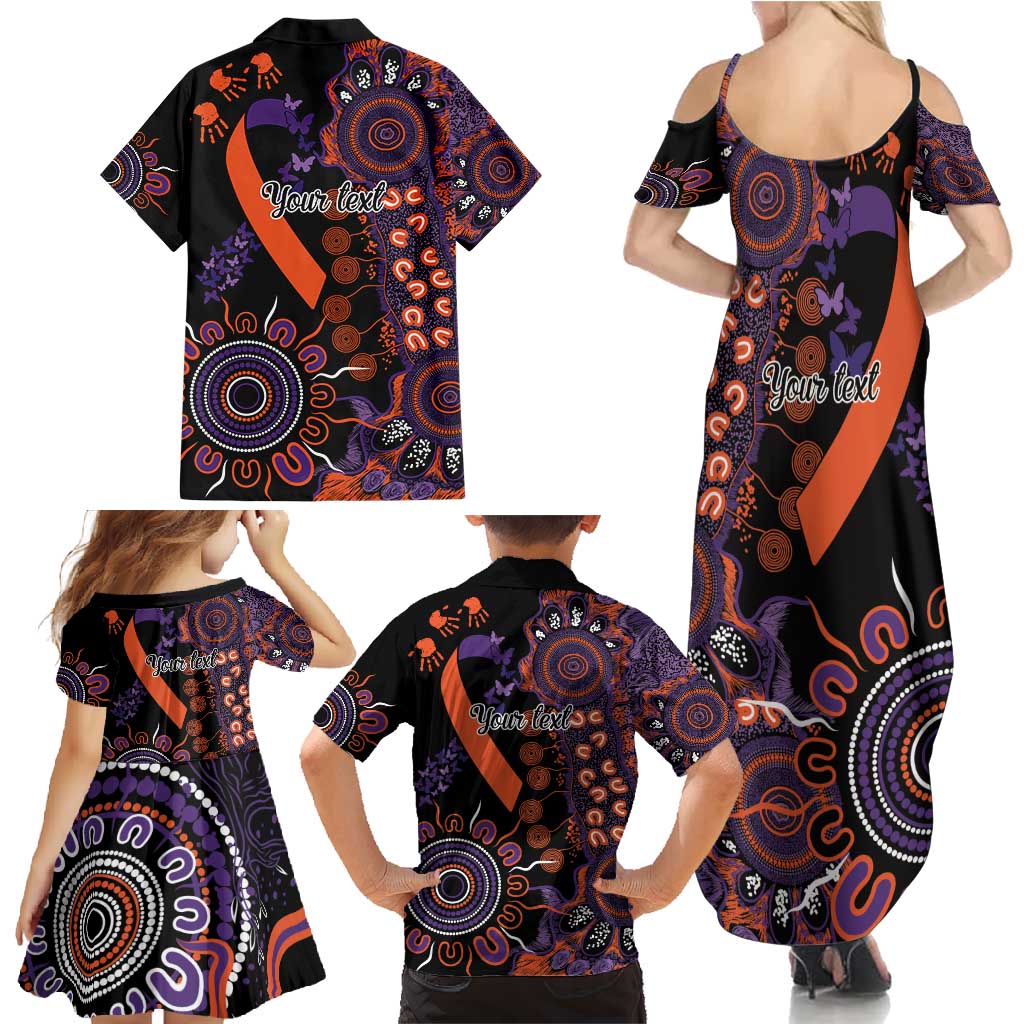 Psoriasis Awareness Personalised Family Matching Summer Maxi Dress and Hawaiian Shirt Aboriginal Ribbon Dot Painting