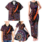 Psoriasis Awareness Personalised Family Matching Tank Maxi Dress and Hawaiian Shirt Aboriginal Ribbon Dot Painting