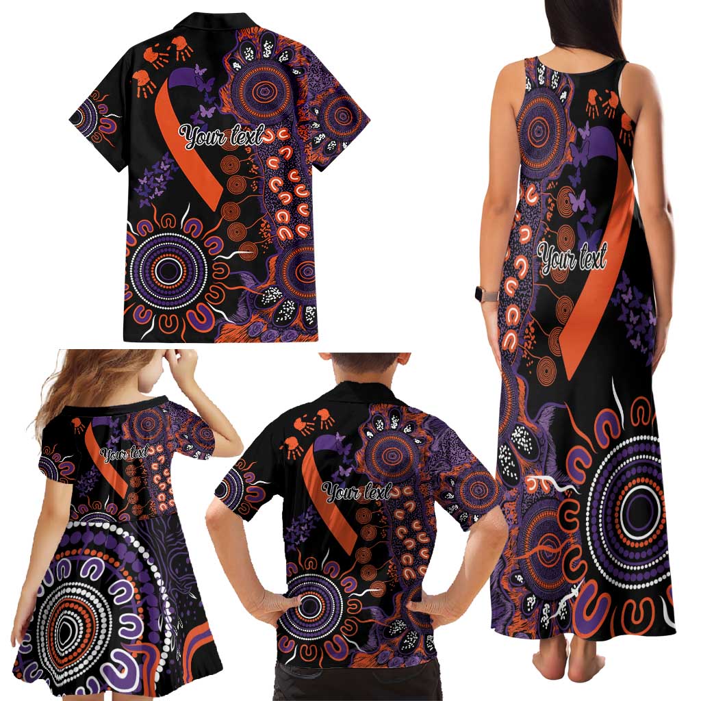 Psoriasis Awareness Personalised Family Matching Tank Maxi Dress and Hawaiian Shirt Aboriginal Ribbon Dot Painting