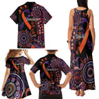 Psoriasis Awareness Personalised Family Matching Tank Maxi Dress and Hawaiian Shirt Aboriginal Ribbon Dot Painting