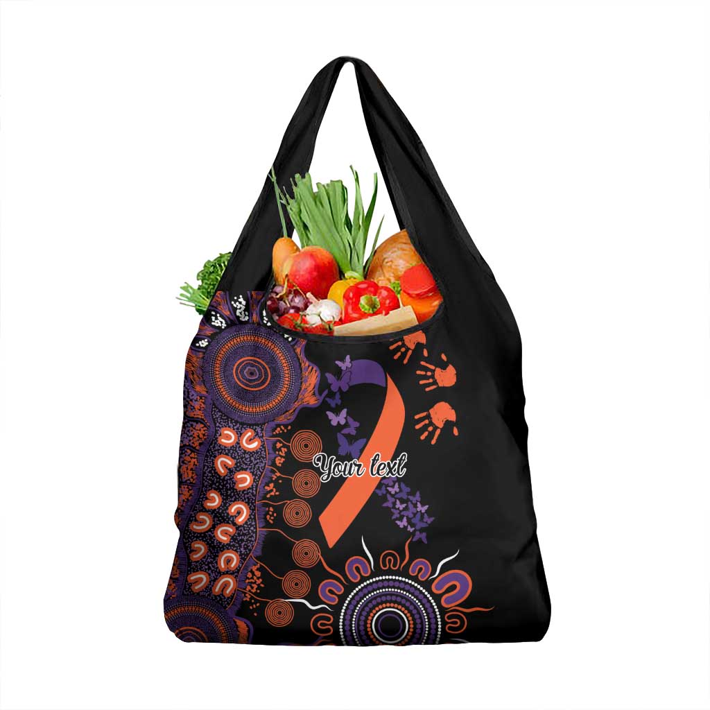 Psoriasis Awareness Personalised Grocery Bag Aboriginal Ribbon Dot Painting