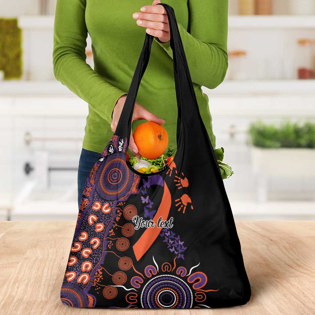 Psoriasis Awareness Personalised Grocery Bag Aboriginal Ribbon Dot Painting
