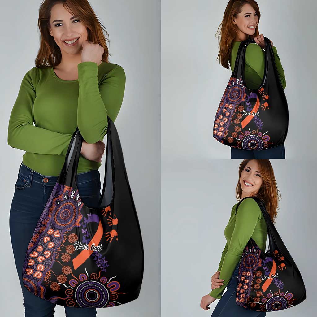 Psoriasis Awareness Personalised Grocery Bag Aboriginal Ribbon Dot Painting