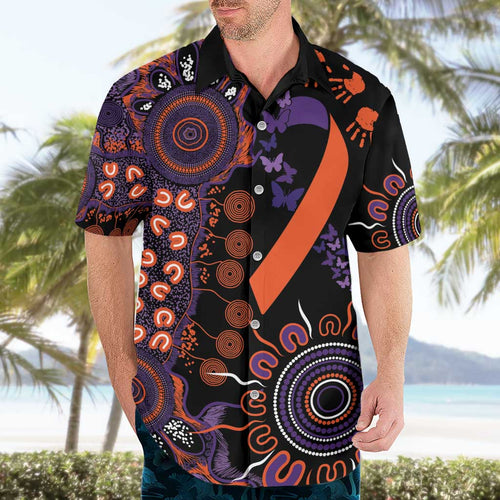 Psoriasis Awareness Personalised Hawaiian Shirt Aboriginal Ribbon Dot Painting