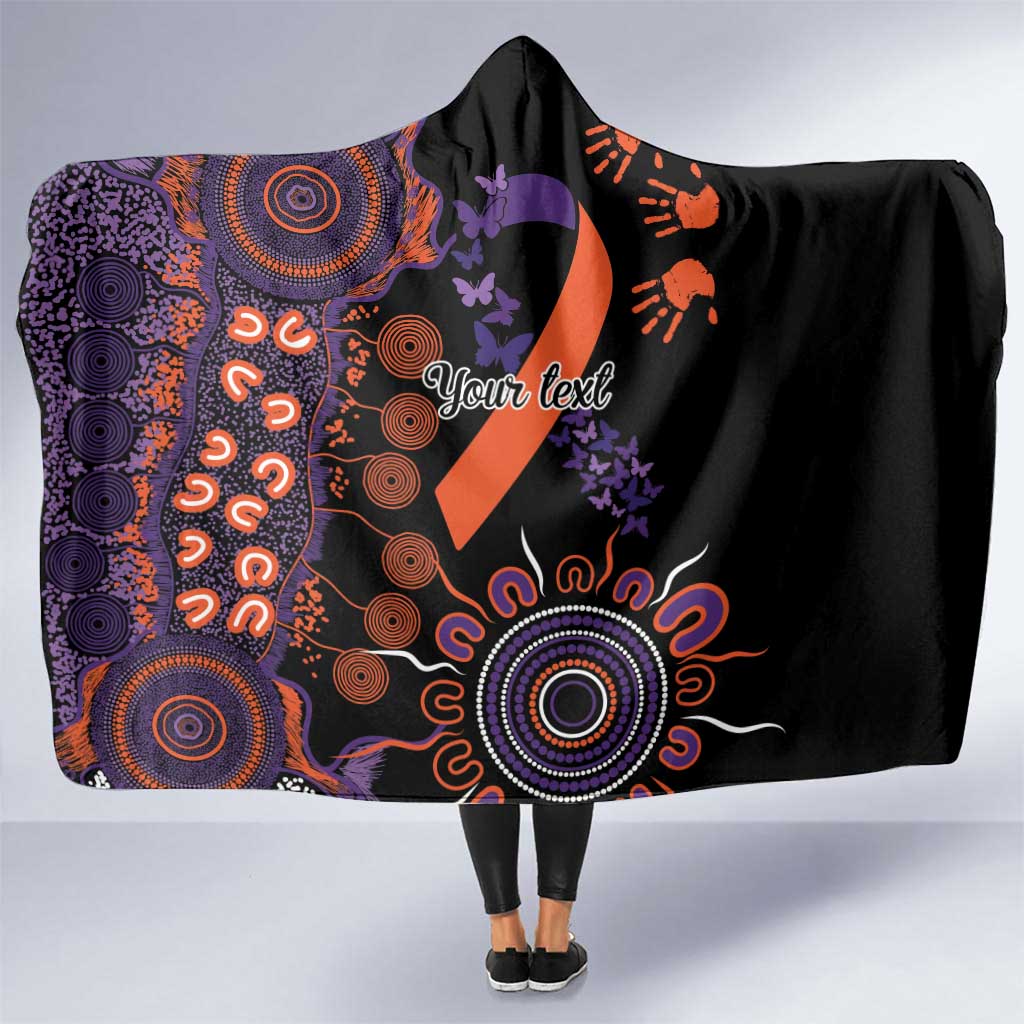 Psoriasis Awareness Personalised Hooded Blanket Aboriginal Ribbon Dot Painting