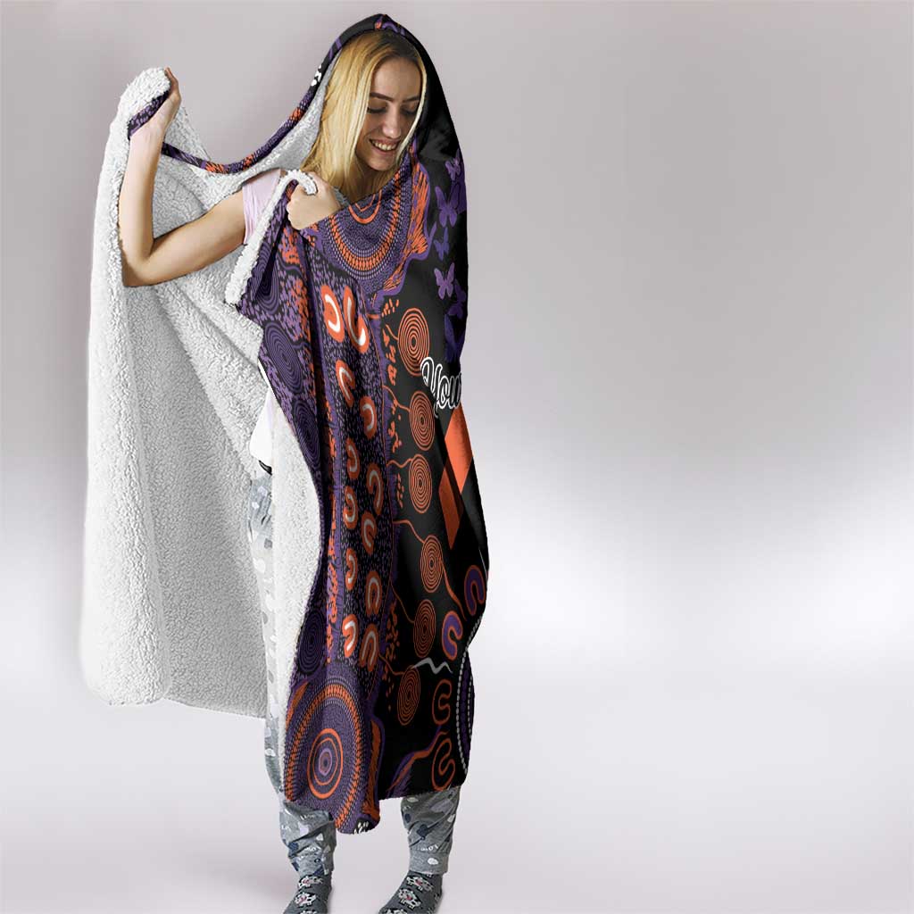 Psoriasis Awareness Personalised Hooded Blanket Aboriginal Ribbon Dot Painting