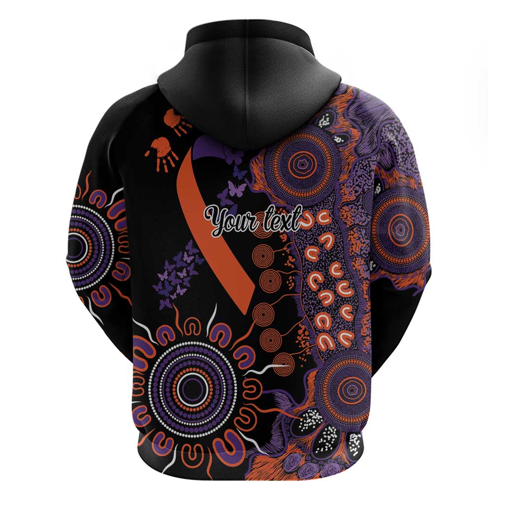 Psoriasis Awareness Personalised Hoodie Aboriginal Ribbon Dot Painting