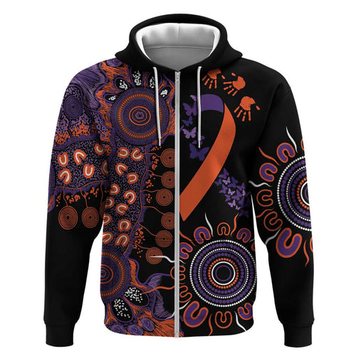 Psoriasis Awareness Personalised Hoodie Aboriginal Ribbon Dot Painting