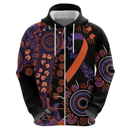 Psoriasis Awareness Personalised Hoodie Aboriginal Ribbon Dot Painting