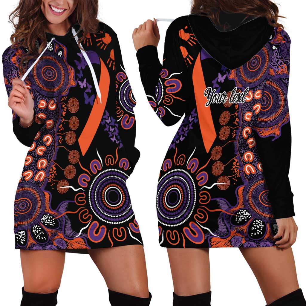Psoriasis Awareness Personalised Hoodie Dress Aboriginal Ribbon Dot Painting
