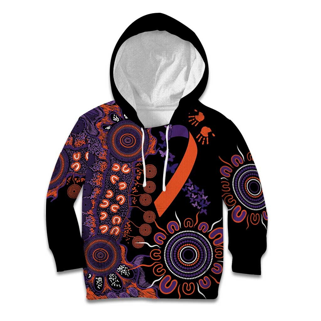 Psoriasis Awareness Personalised Kid Hoodie Aboriginal Ribbon Dot Painting