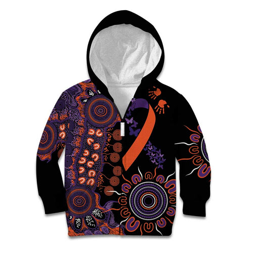 Psoriasis Awareness Personalised Kid Hoodie Aboriginal Ribbon Dot Painting