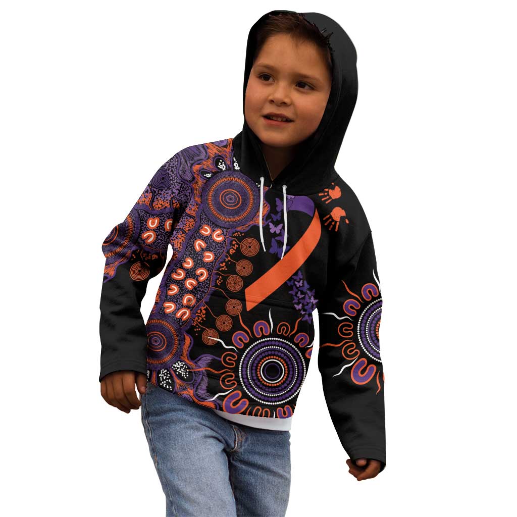 Psoriasis Awareness Personalised Kid Hoodie Aboriginal Ribbon Dot Painting